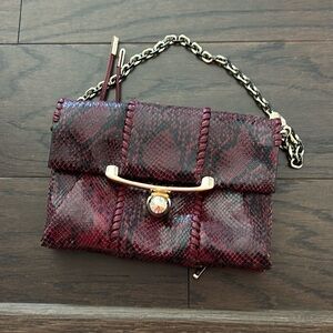 Stuart Weitzman burgundy python bag